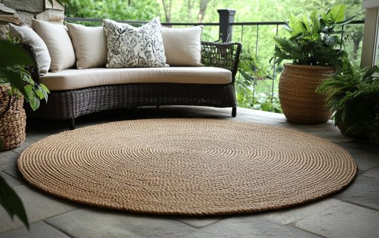 Tapis rond extérieur : comment choisir un modèle résistant aux intempéries