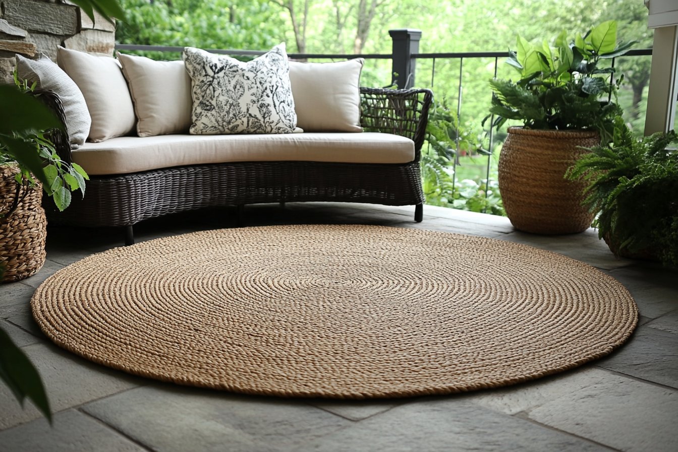 Tapis rond extérieur : comment choisir un modèle résistant aux intempéries